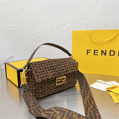 fendi woven baguette bag